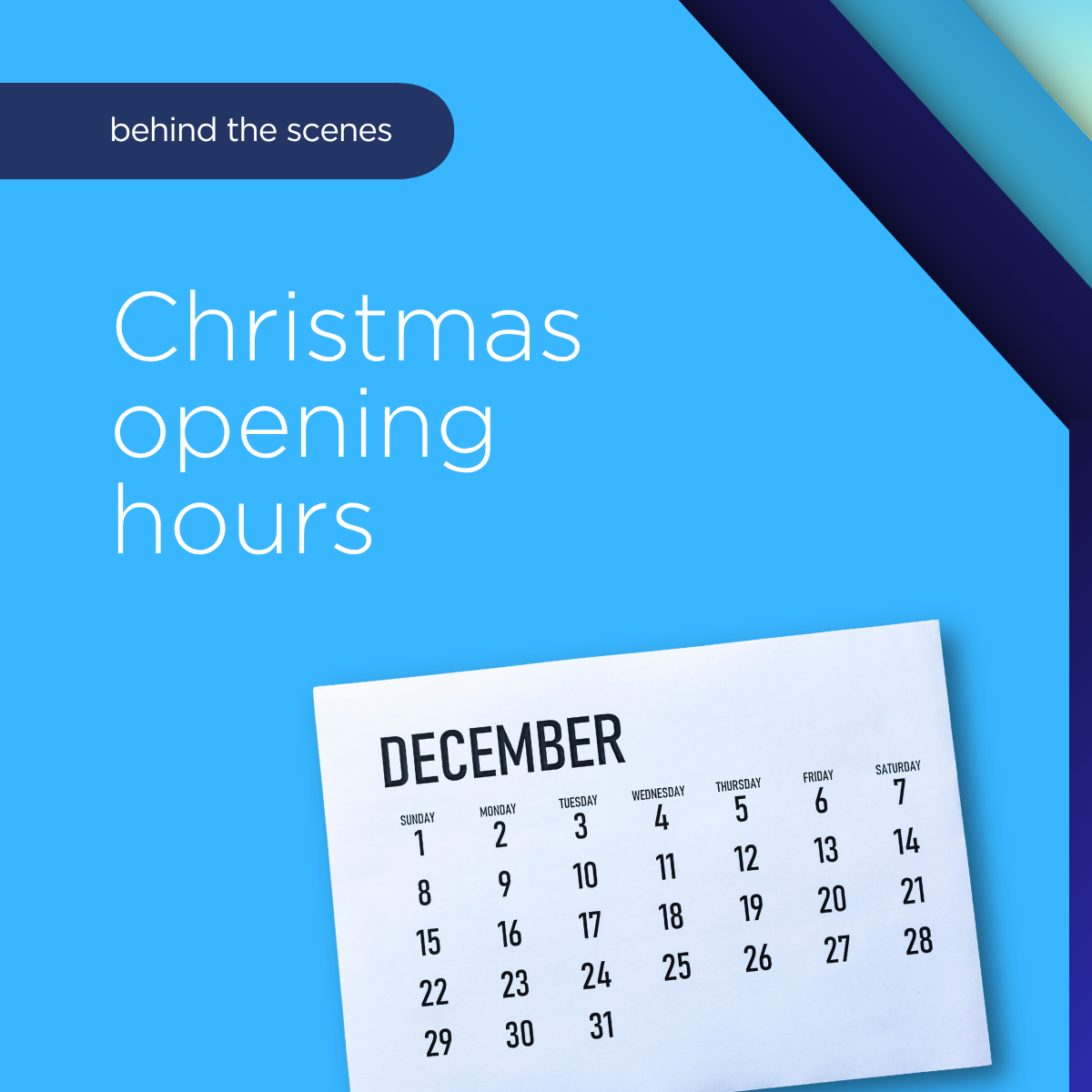 Festive Opening Times at QMT Commercial
